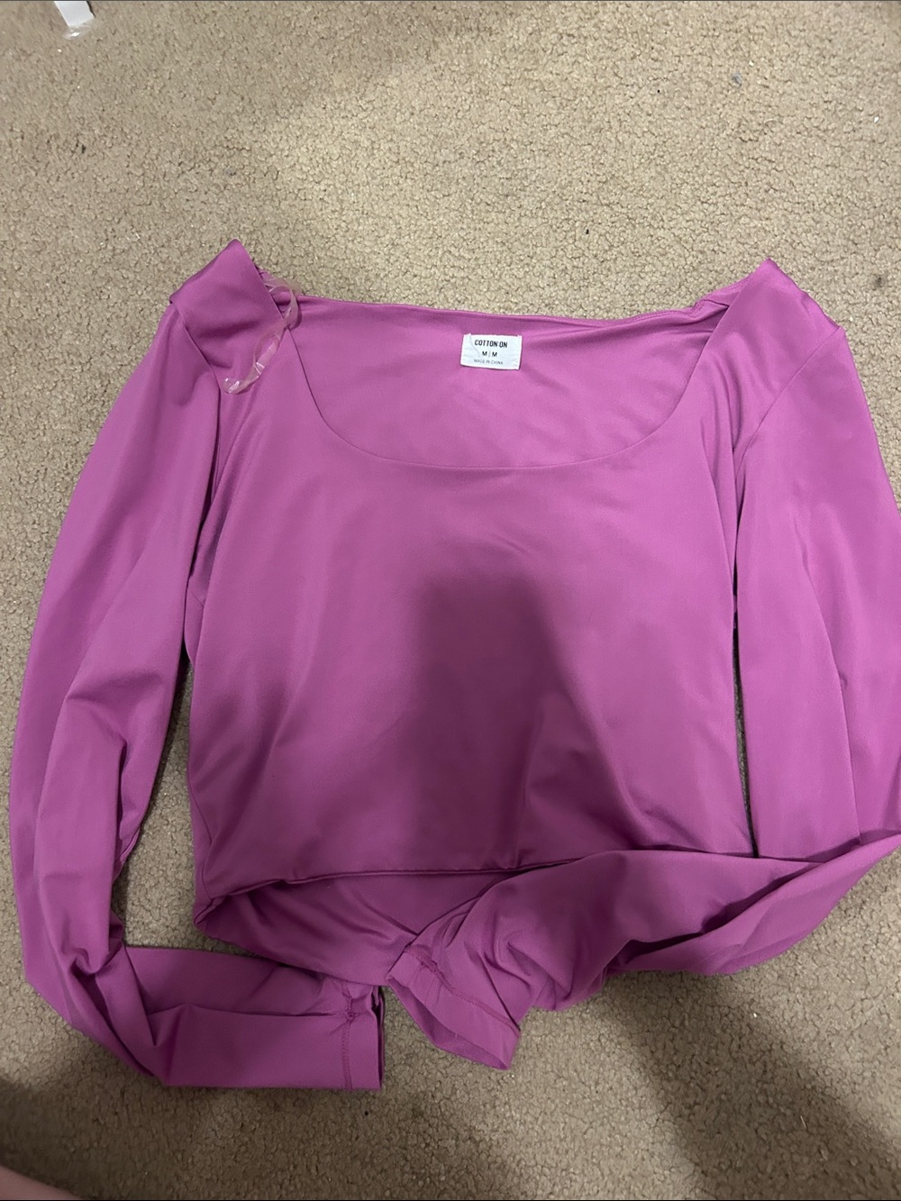 Cotton On Magenta Long Sleeve Square Neck Blouse